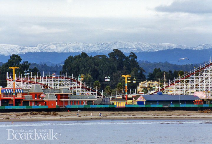 Snow in Santa Cruz Mountains 1993 Santa Cruz Beach Boardwalk