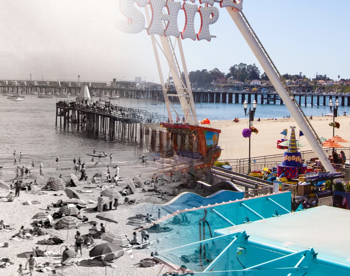 Boardwalk Pleasure Pier Then and Now 1914 Santa Cruz Beach